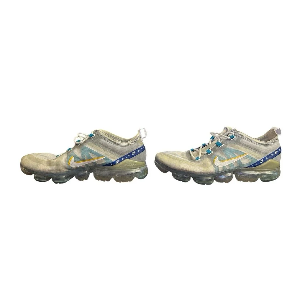 NIKE AIR VAPORMAX 2019 SHOES SIZE 11 MENS WHITE WOLF GREY BLUE UNIVERSITY GOLD
